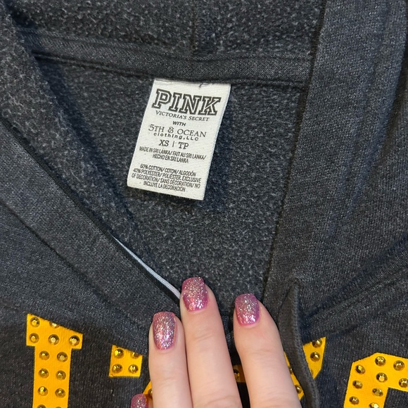 PINK Victoria's Secret Navy and Yellow Women's Hoodie - Picture 2 of 4